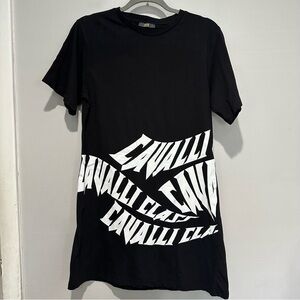 CAVALLI CLASS BY ROBERTO CAVALLI
Logo Mini T Shirt Dress Black White Size Large